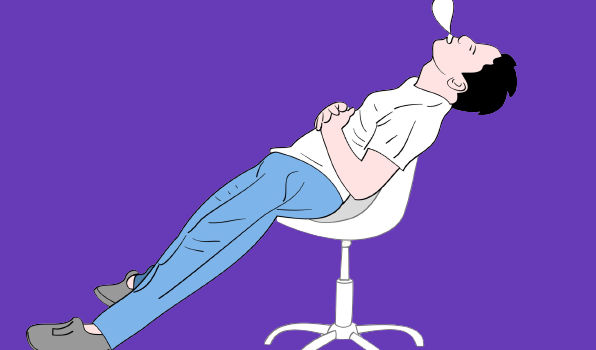 A procrastinating man sleeping on a chair